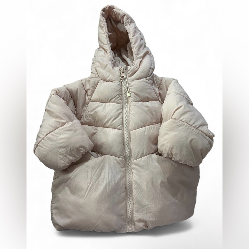 Zara Baby Sz 12-18 month Soft Pink Winter Zip Up Puffer Jacket Coat with hood - Picture 5 of 8